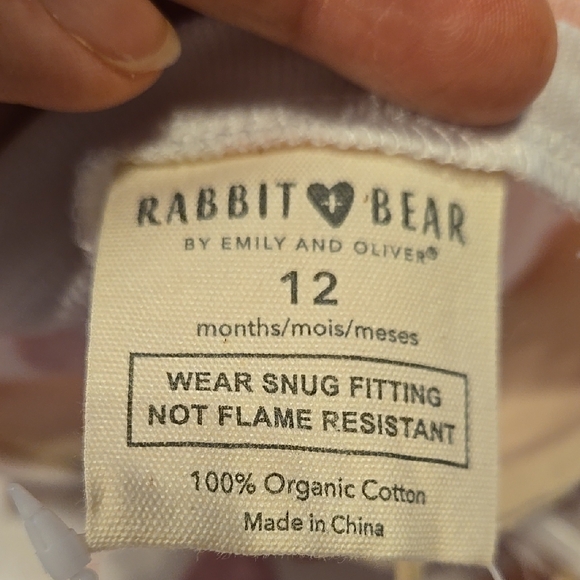 New Rabbit Bear Red and Pink Pajama Set with Heart Pattern 12 Months - Picture 2 of 5